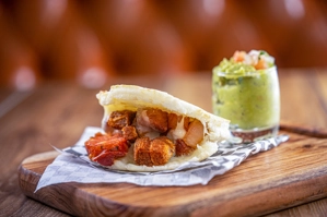 STUFFED AREPA WITH SAUSAGE AND PORK RIND