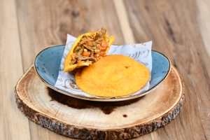 EGG AND MEAT AREPA