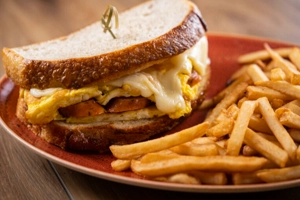 CHORIZO, CHEESE, AND EGG SANDWICH
