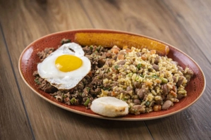 CALENTADO WITH GROUND BEEF AND FRIED EGG
