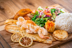 FISH FILLET WITH GARLIC SHRIMP