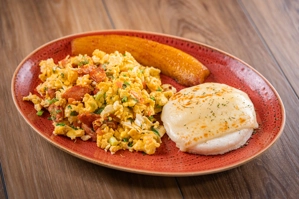 MOZZA AREPA AND RANCHERITOS EGGS